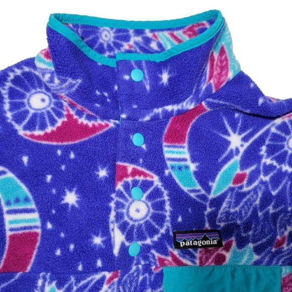 Patagonia Synchilla Pullover Jacket Womens Small Snap T Moon Owl Blue Fleece GUC - Picture 3 of 16